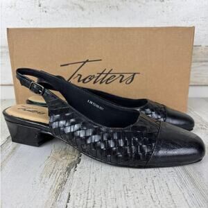 Trotters womens 8.5 Dea black woven leather slingback slip on shoe new pump